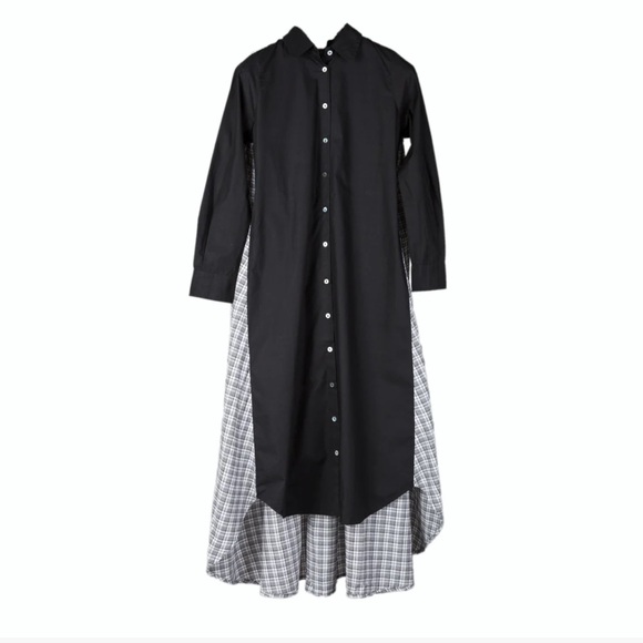 PROJECT‎ 6 NY NWT Maaya Long Black Gingham Poplin Button-Up Shirt Dress Size S - Picture 14 of 16